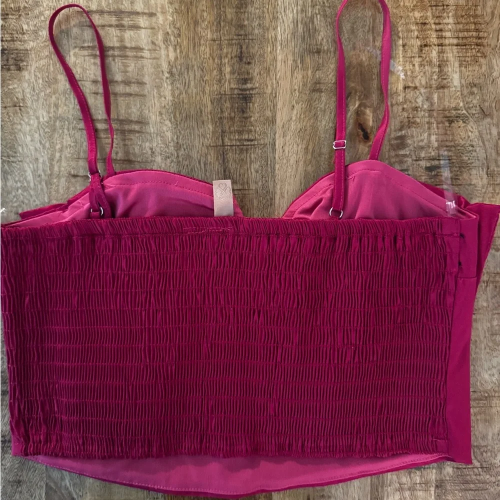 Four hearts 4 hearts hot Pink Women's bow bustier crop Top XL NWT